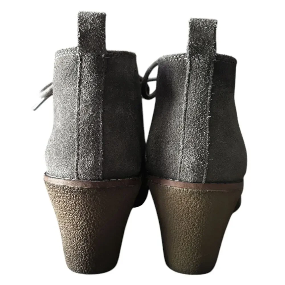 White Mountain Lambert Gray Suede Wedge Heel Lace-up Boots Booties 8